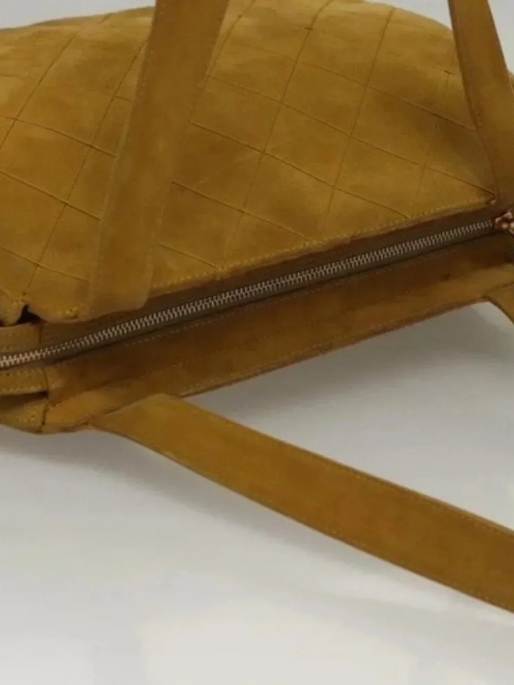 CHANEL Matelasse Hand Bag Suede Yellow CC Auth bs24019